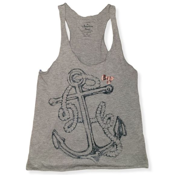 Gray Racerback Anchor Tank Top Small - Picture 1 of 4